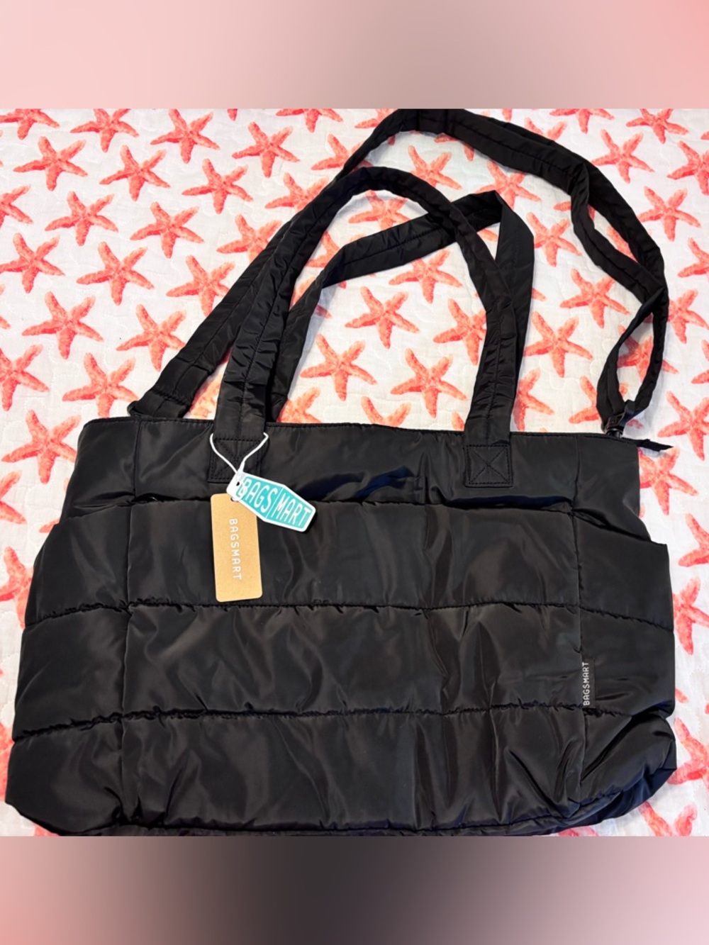 Black Quilted Tote Bag for Women